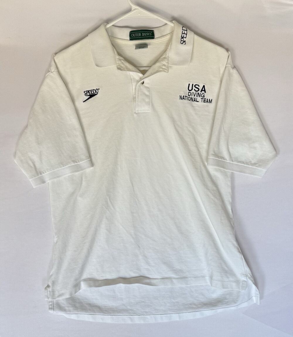 Outer Banks Speedo USA Diving National Team Polo White Large A195